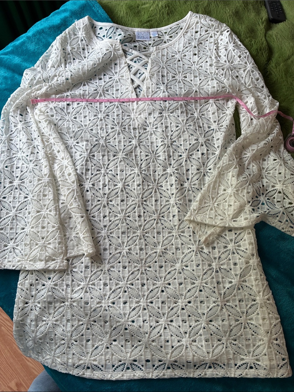Beach Break White Lace Crisscross Tunic Top